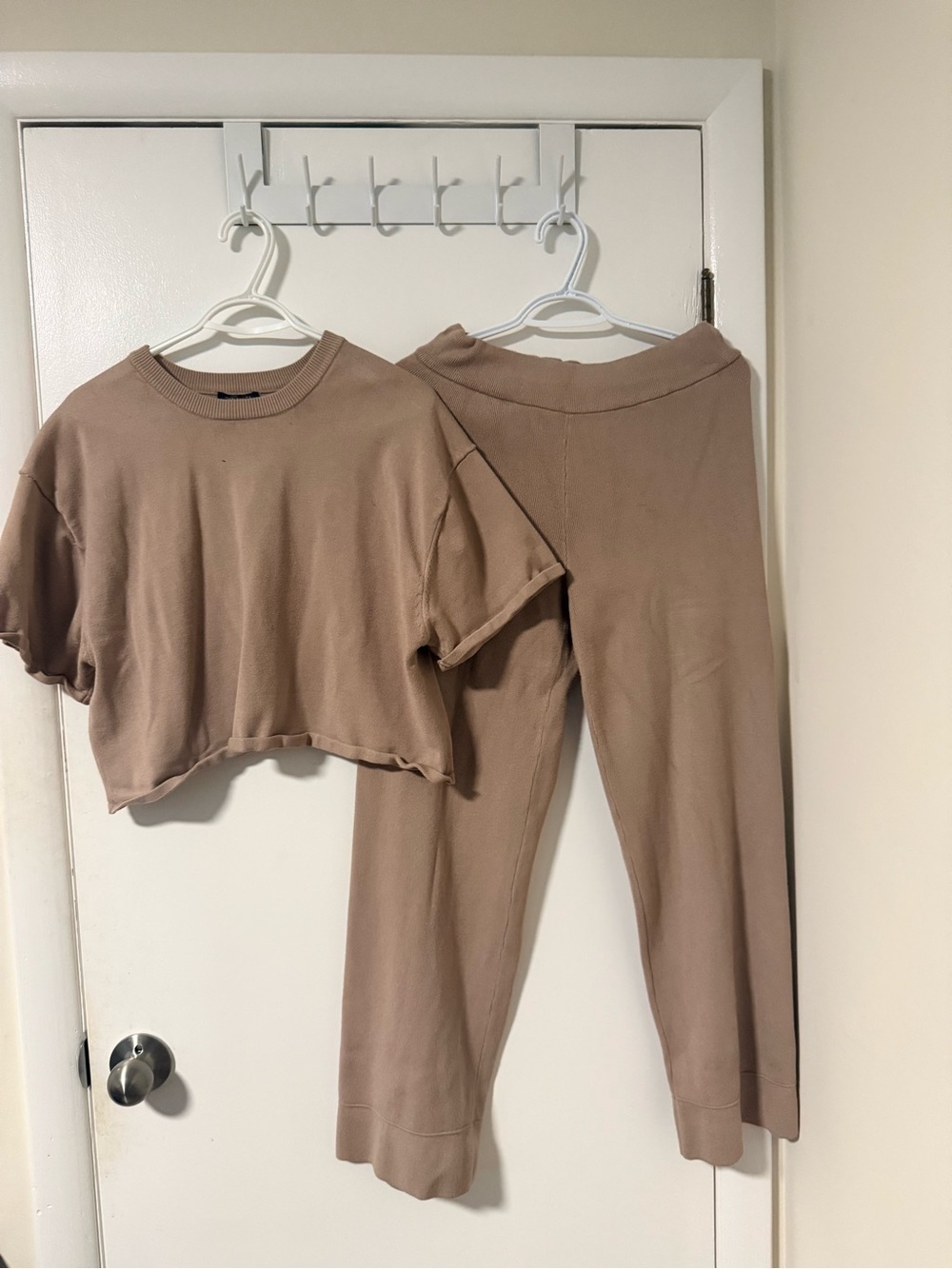 Dynamite Taupe Cropped Tee & High-Waist Joggers Set